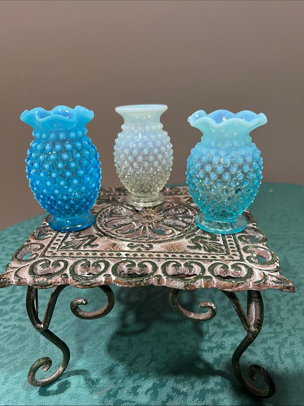 Vintage Fenton hobnail miniature vase BUNDLE (3)
